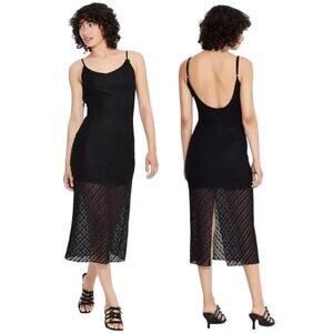 Wild Fable Spaghetti Strap Semi Sheer Bow Lace Midi Dress Black Women's Size XXL